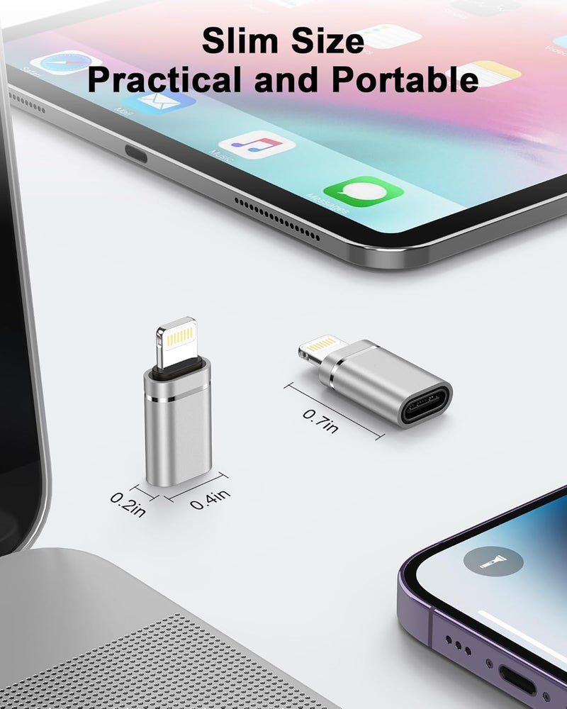 Haoano Lightning to USB C Adapter, 2Pack USBC to iPhone Adapter, Type-C Female to Lightening Male Converter for Apple 14 Pro Max/14pro/14plus/13/12 Mini/Xs/Xr/8plus iPad/iPod 10w Fast Charging Dongle Adaptor - Image 4